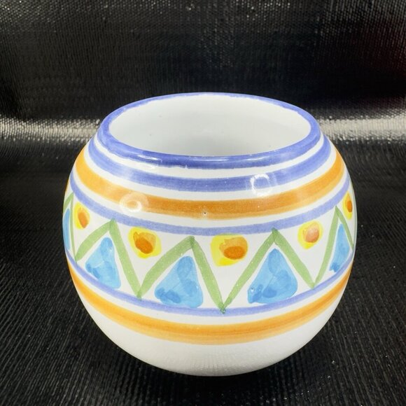 Hand Made Italian Art Pottery Signed TERRAGLIA Round Dish Bowl Vase Made Italy - Picture 6 of 9